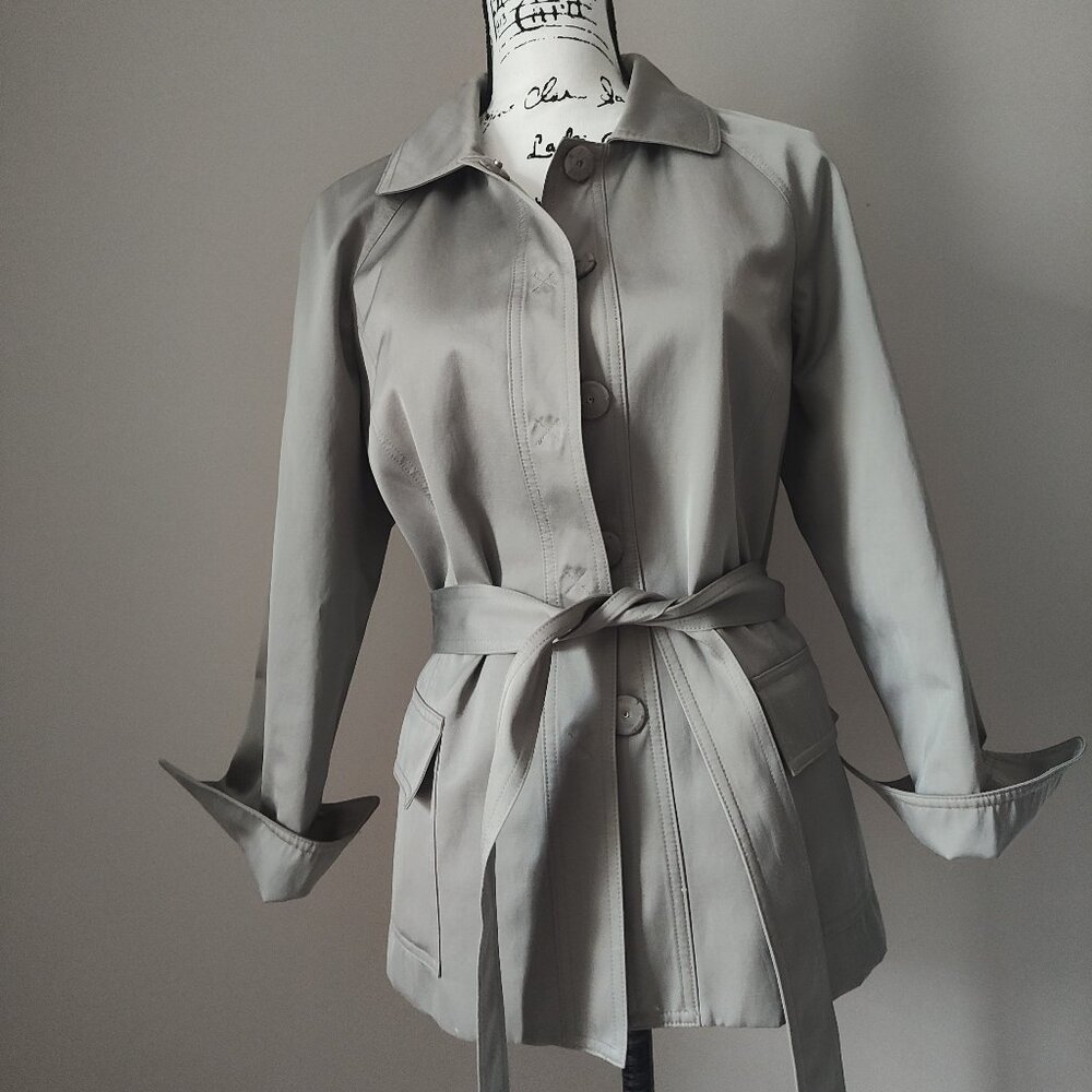 Talbots Italian Fabric Belted Short Trench Coat Jacket